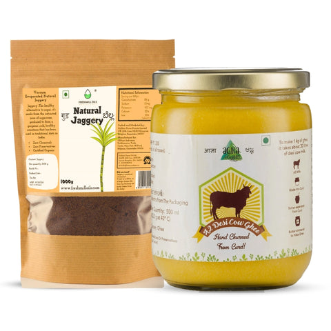 A2 Desi Cow Ghee(500 ml.) & Natural Jagger(1 kg)