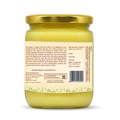 Agna A2 Desi Gir Cow Ghee - Hand Churned from Curd using Bilona Method