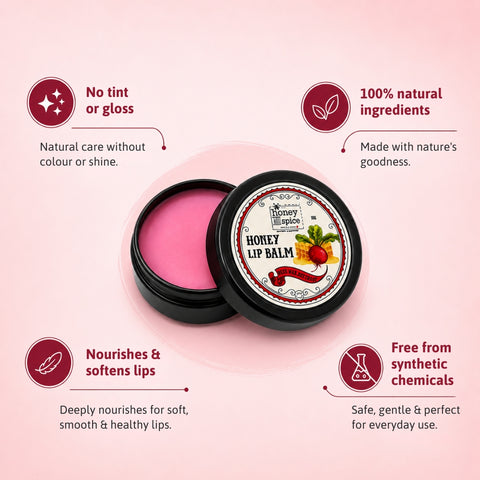 Honey Lip Balm – with Beeswax and Beetroot