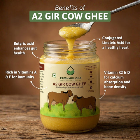 A2 Desi Gir Cow Ghee - Hand Churned from Curd using Bilona Method