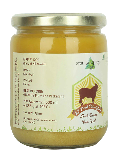 Agna A2 Desi Cow Ghee - Hand Churned from Curd