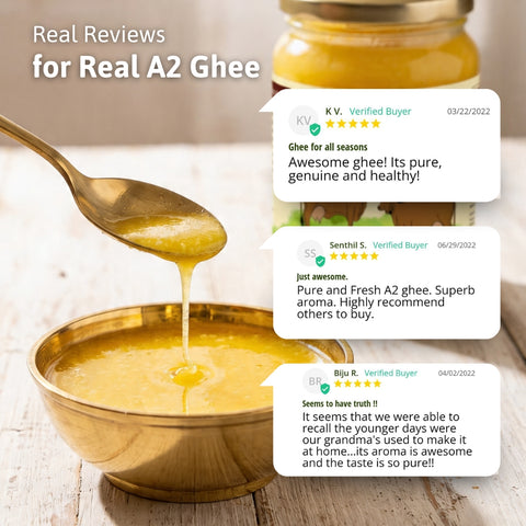 A2 Desi Gir Cow Ghee - Hand Churned from Curd using Bilona Method