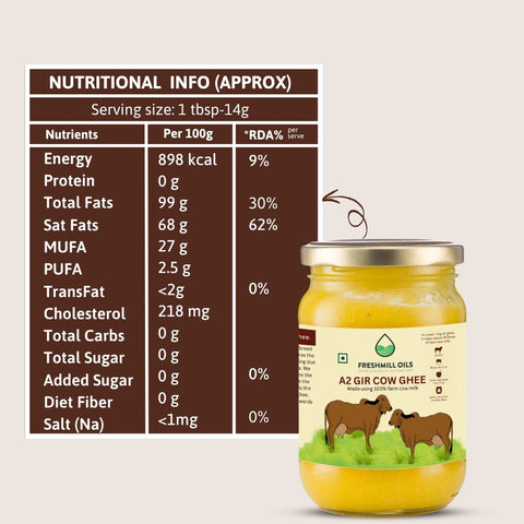 A2 Desi Gir Cow Ghee - Hand Churned from Curd using Bilona Method