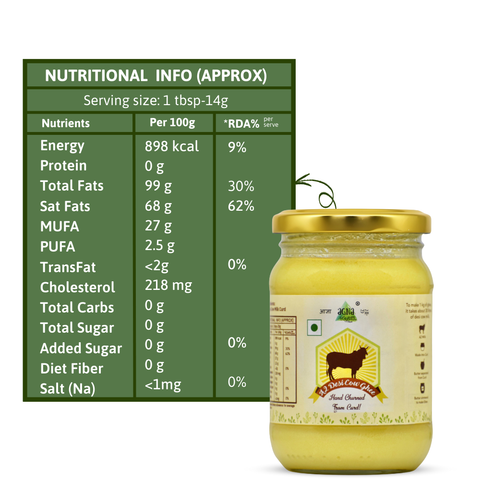 Agna A2 Desi Gir Cow Ghee - Hand Churned from Curd using Bilona Method