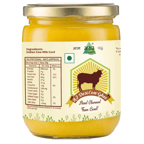 Agna A2 Desi Gir Cow Ghee - Hand Churned from Curd