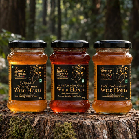 Wild Honey Combo (Pack of 3) - Himalayan, Central Indian and South Indian Honey