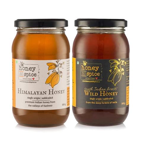 Kashmiri Himalayan Honey(500 gms) & South Indian Wild Honey(500 gms)