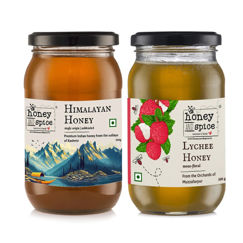 Kashmiri Himalayan Honey(500 gms) &  Lychee Honey(500 gms)