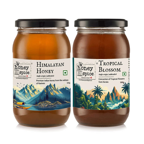Kashmiri Himalayan Honey(500 gms) & Tropical Blossom Honey(500 gms)