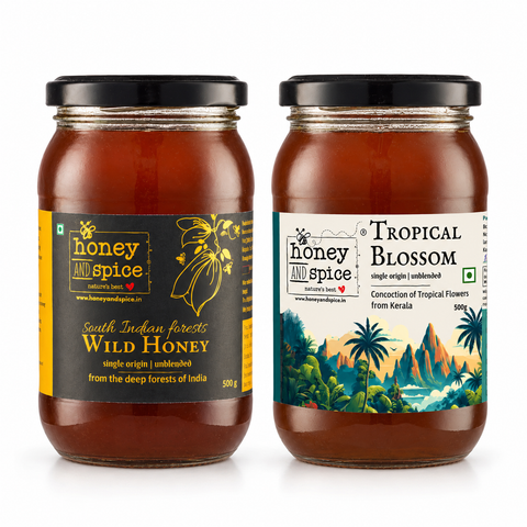South Indian Wild Honey(500 gms) & Tropical Blossom Honey(500 gms) Combo