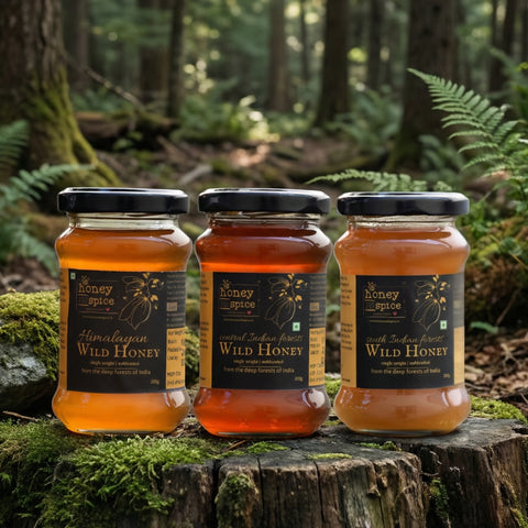 Wild Honey Combo (Pack of 3) - Himalayan, Central Indian and South Indian Honey