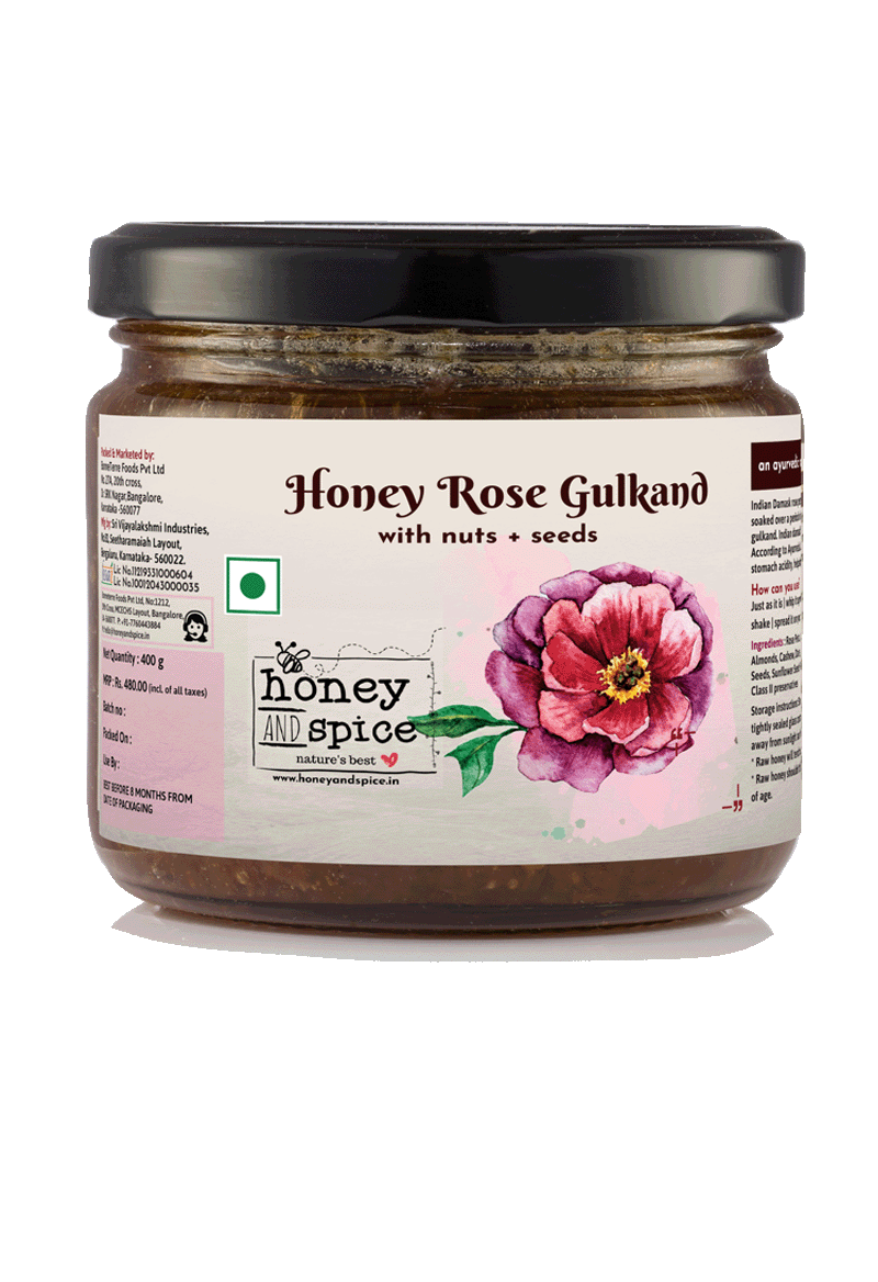 Honey Rose Gulkand With Nuts And Seeds 400gms – Honey And Spice