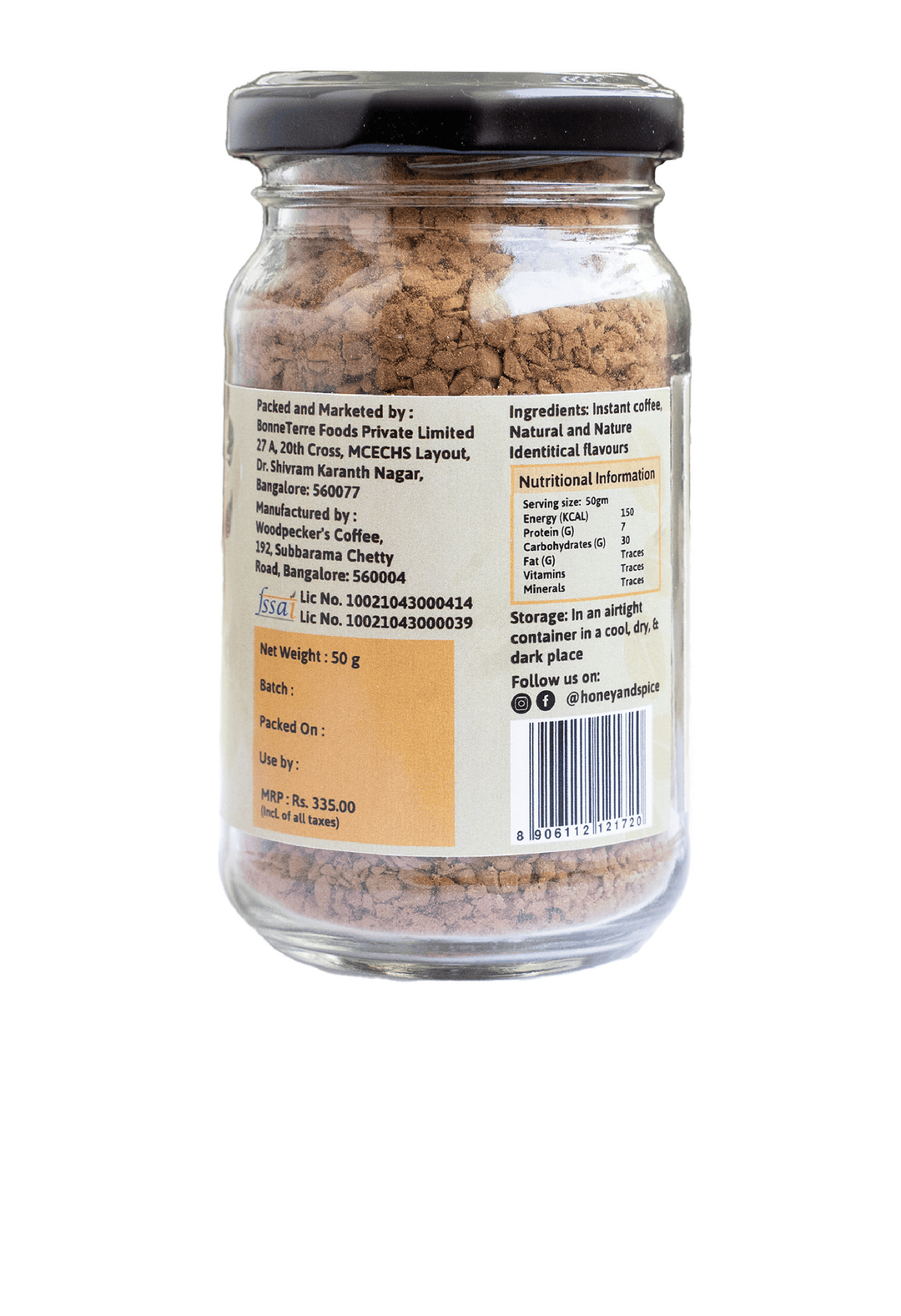 Instant Coffee Irish Cream 50g Honey and Spice